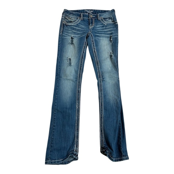 Amethyst Jeans Blue Flare Wide Leg Denim size 5 - Picture 2 of 6